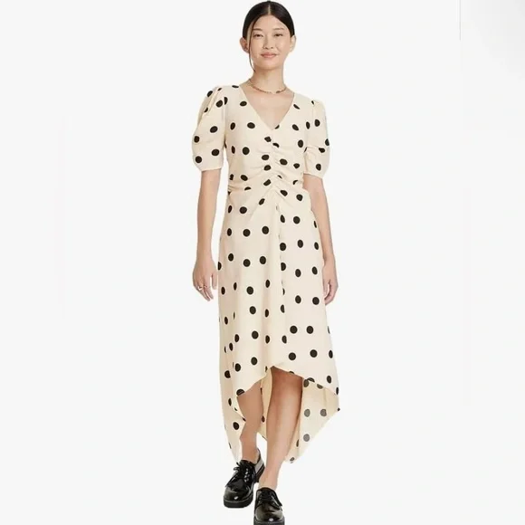 NWT 2 For 1 A New Day High Low Ruched Sleeve Dress 1 Polkadot & 1 Purple Flower - Picture 10 of 15